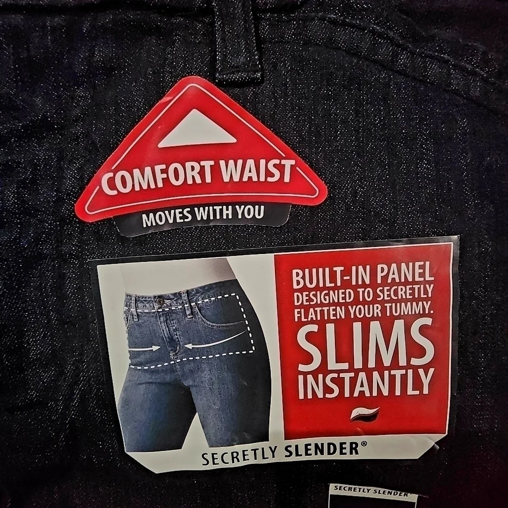 NWT St. John's Bay Dark Was Denim Secretly Slender Cropped Jeans Women's Size 4